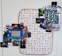 a collage of photos and pictures on a wall